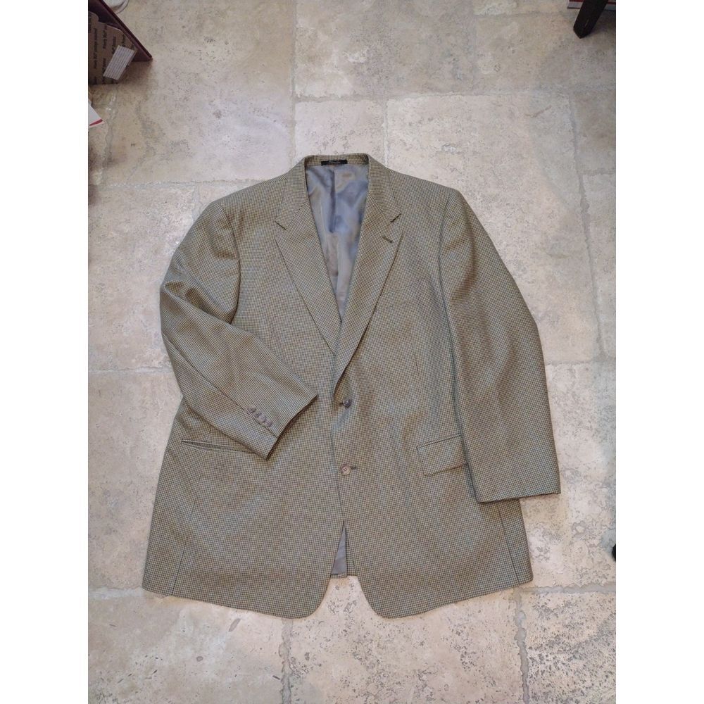 Hart Schaffner Marx Mens 48R Modern Blazer Jacket Coat Olive Plaid Check‎ Wool - Picture 3 of 10